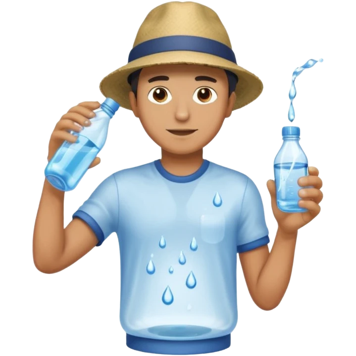 man full body emptying in the floor a bottle of water emoji