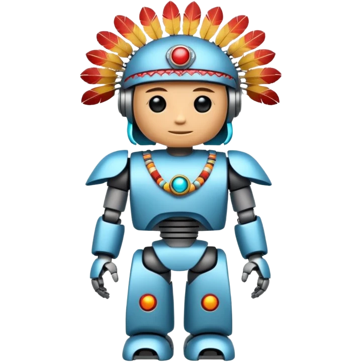 Full Robotic figure wearing native American regalia emoji