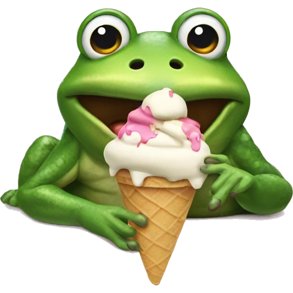A giant frog eating ice cream emoji