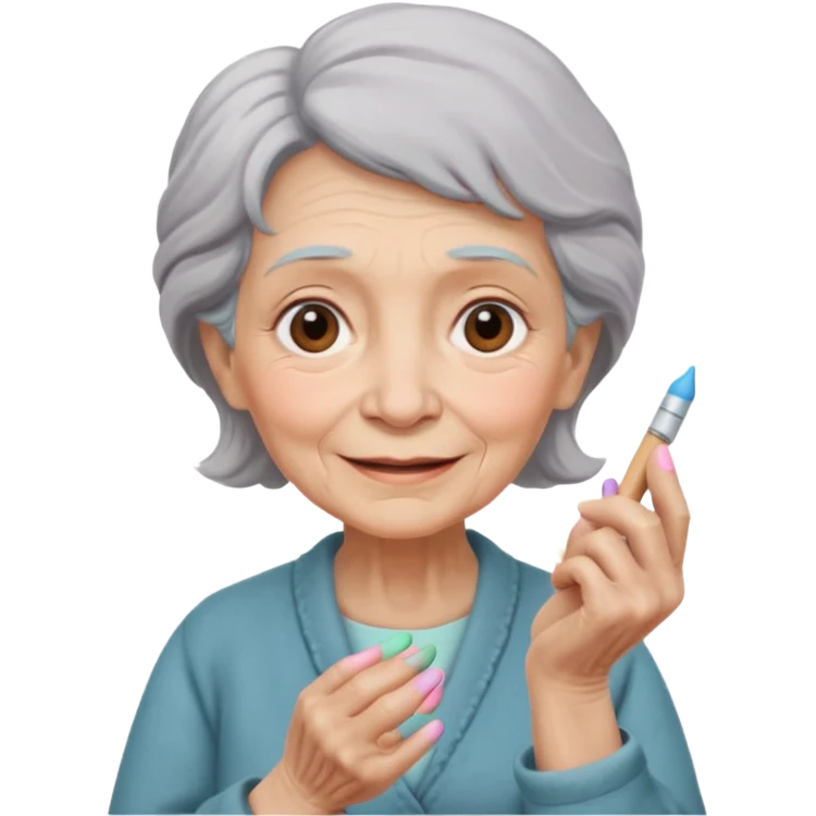 Kind Teacher – old woman, soft smile, holding chalk emoji