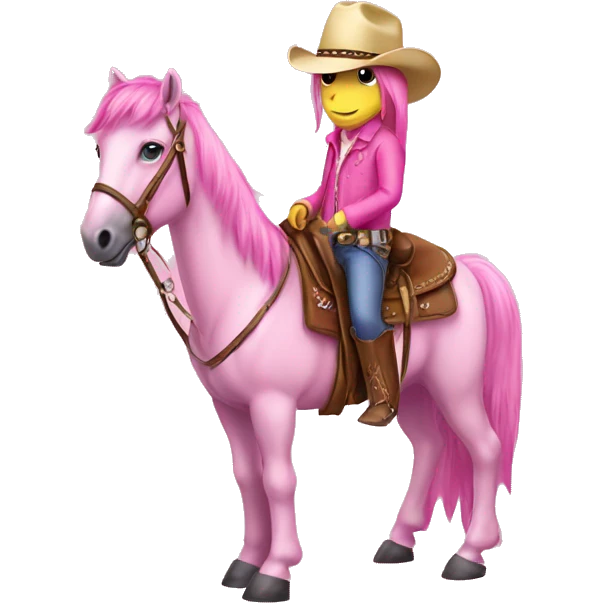 A pink pony with pink cowboy hat and clothes  emoji
