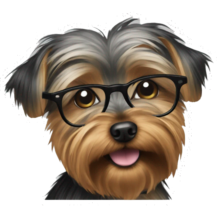 Yorkie wearing glasses emoji