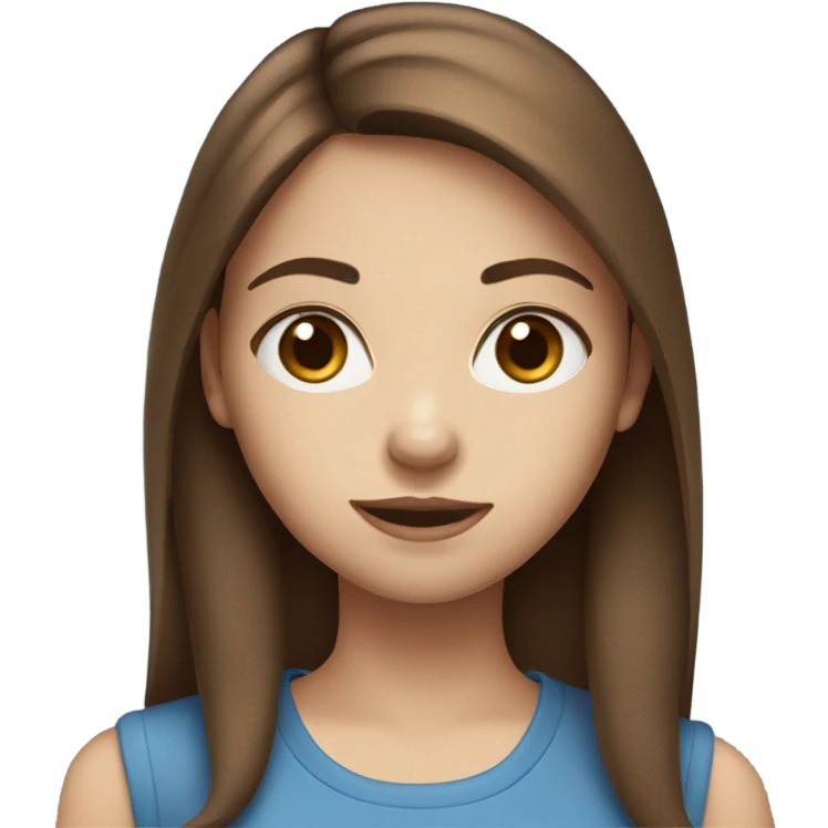 A girl with blue eyes and straight brown hair emoji
