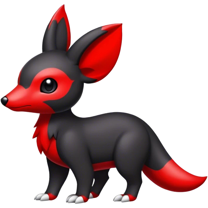 Cute cool black red white animal hybrid Fakemon full body emoji