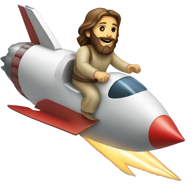 Jesus riding a rocket ship emoji