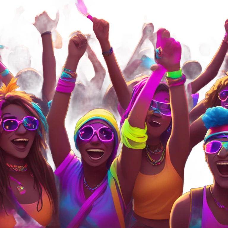 Rave festival with sun  emoji