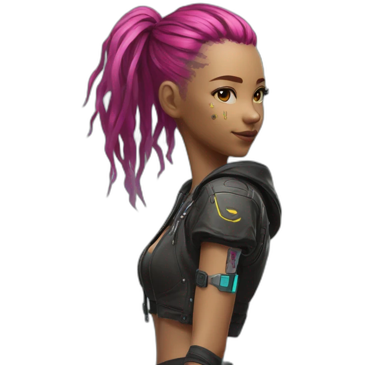 Multicolored-haired girl cyberpunk 2077 emoji