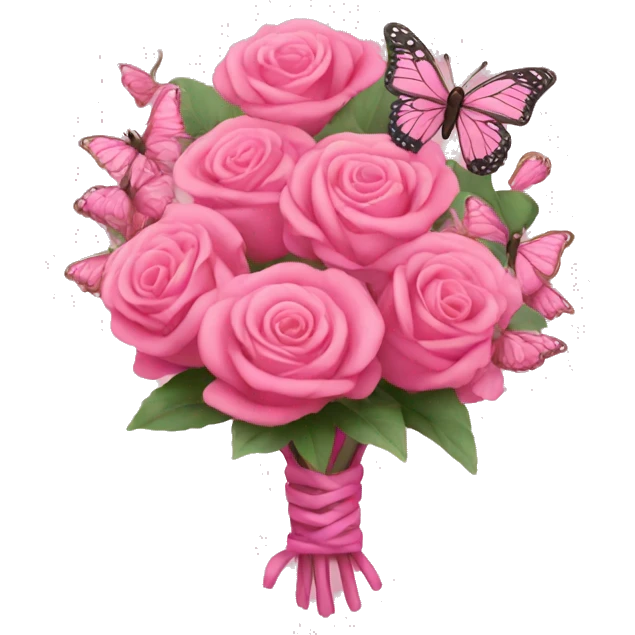pink bouquet with butterflies emoji