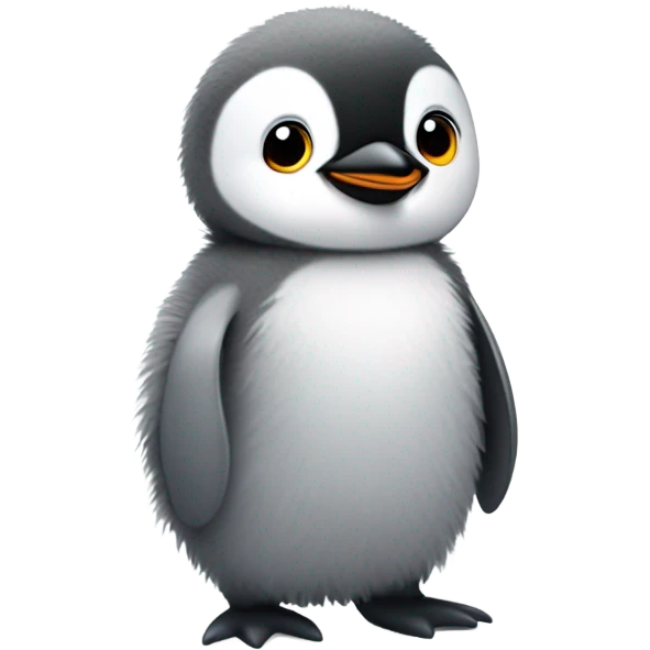 Fuzzy gray baby penguin emoji