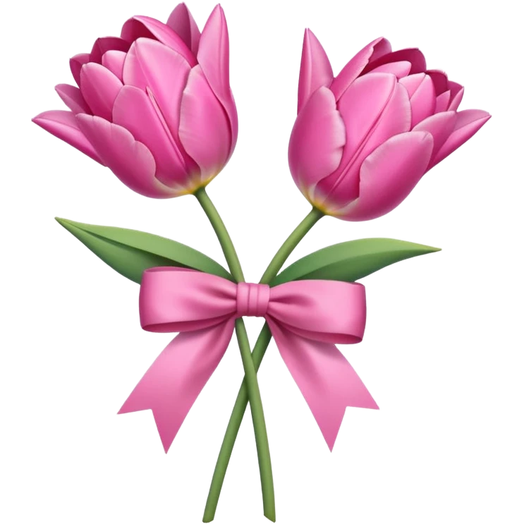 Pink tulips with a bow emoji