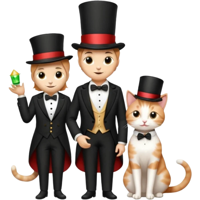magician couple and their pet cat emoji