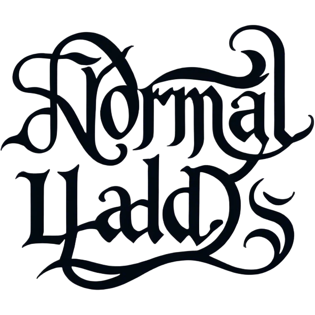 A logo with the words "Normal Lads" written in gothic letters.  emoji
