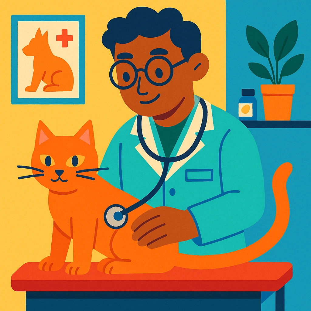 veterinarian examining a cat emoji