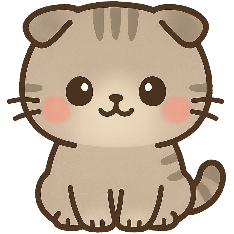 kawaii scottish fold kitten sitting, twitter style emoji emoji
