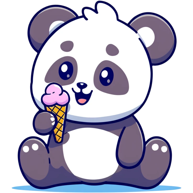 Panda eating ice cream emoji