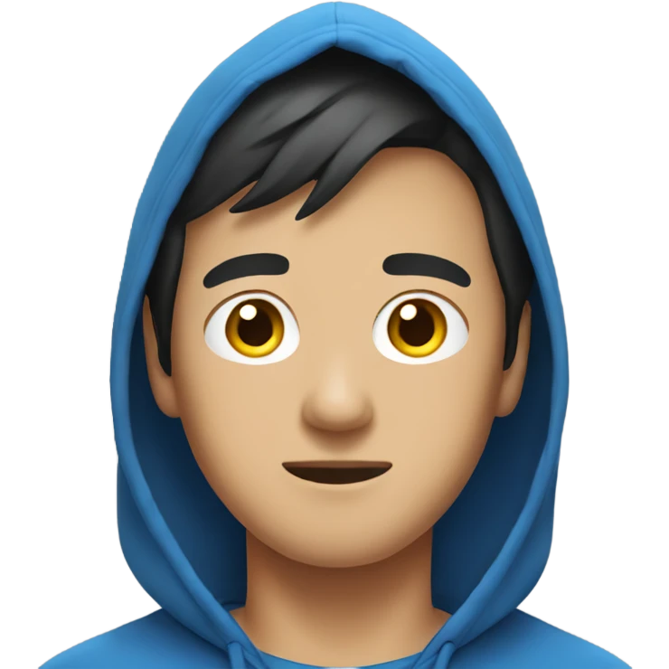 Asian guy wearing blue hoodie emoji