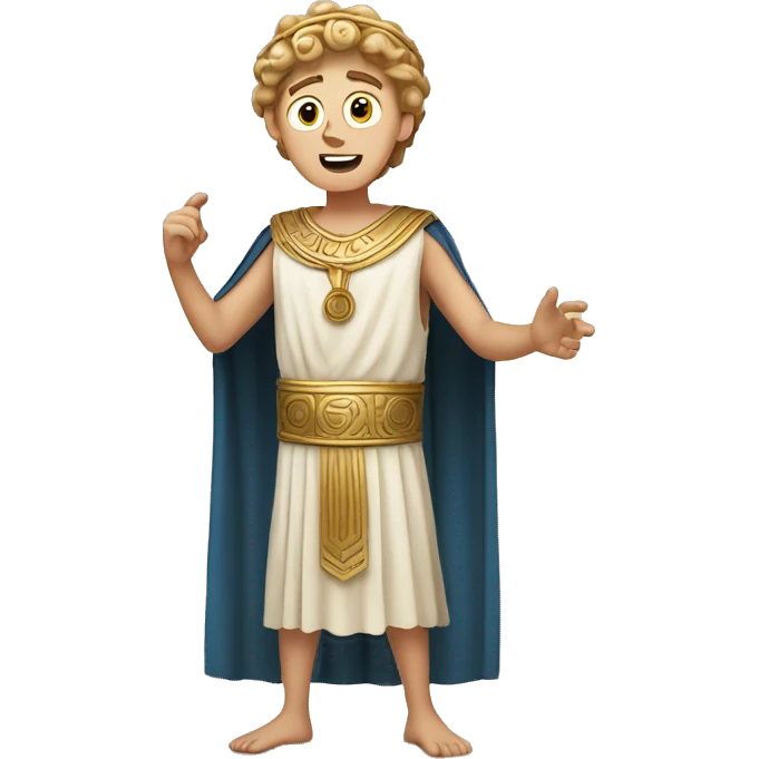 white boy in a Ancient Greek costume singing, on stage  emoji