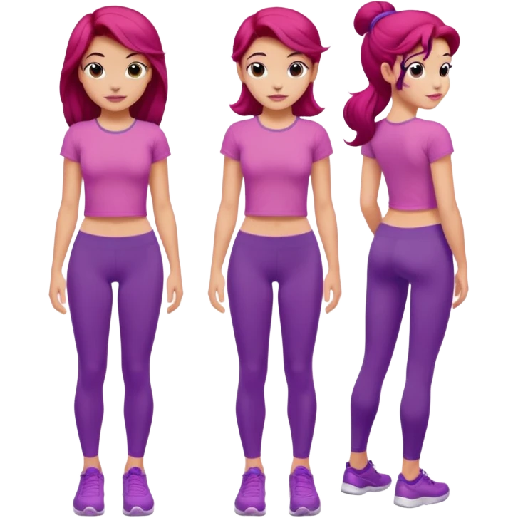 Ариэль в розовой футболке и фиолетовых леггинсах emoji