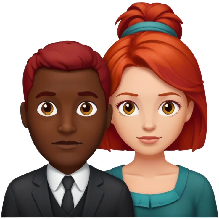 Pareja hombre moreno y mujer pelirroja  emoji