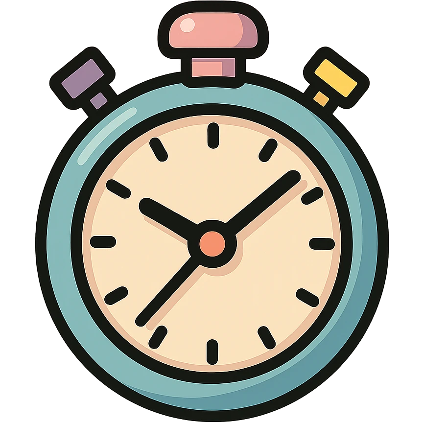 sports stopwatch icon in icon-color-outlined style, vector look with shadows and highlights, detailed shading, thin clean outlines, soft rounded features, pastel palette #98B5BC #B5B3C1 #C9A3C9 #E4C0CA #F7DCD1 #F7C0AA, Japanese pop art, sticker look, highly detailed emoji