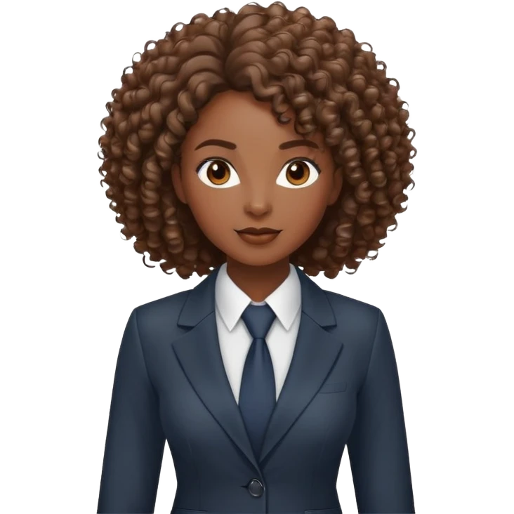 Professional African businesswoman with natural curly hair, wearing business suit, confident expression emoji