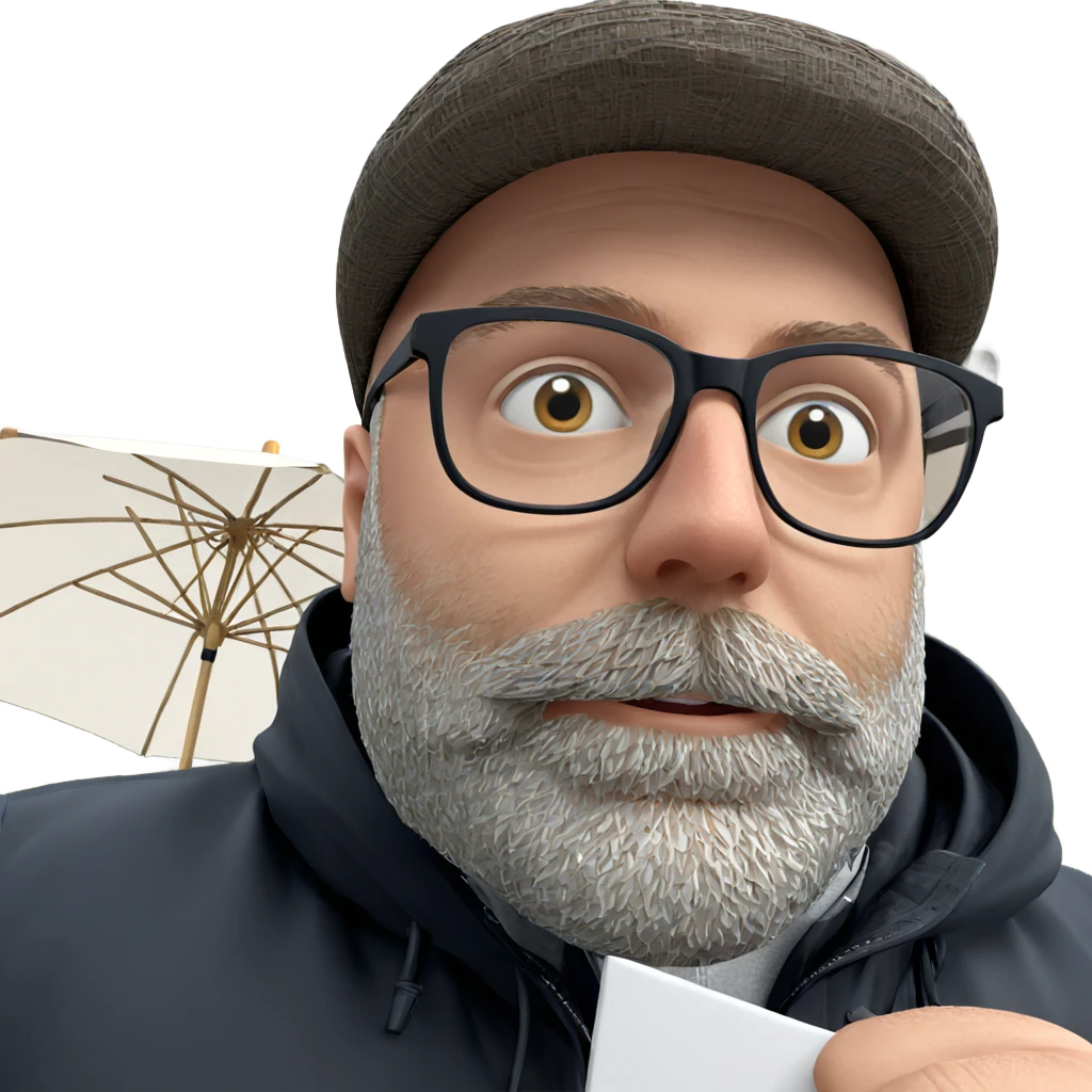 bearded boy with umbrella emoji