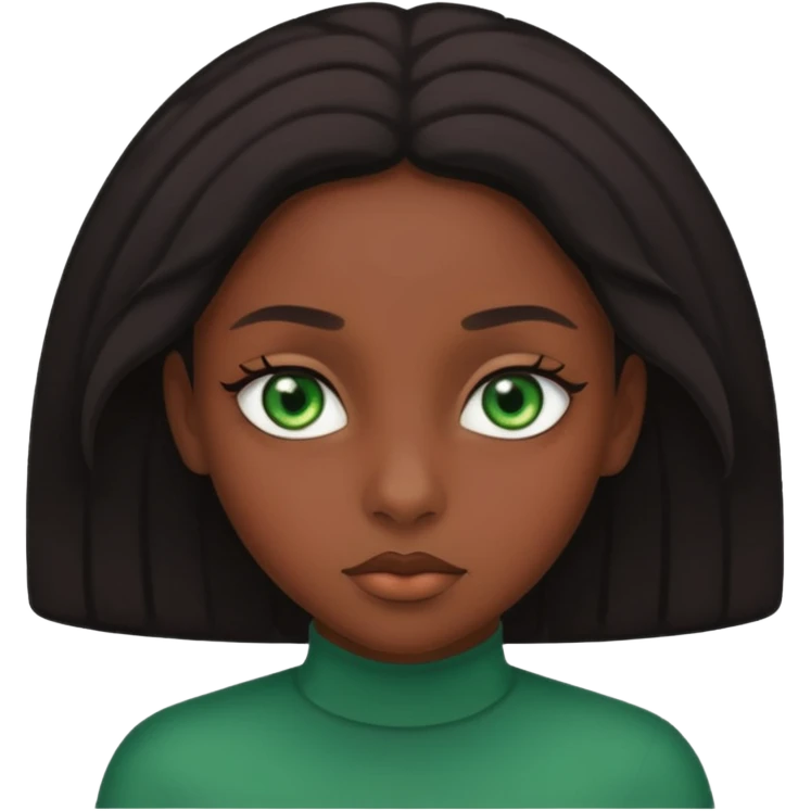 Black girl with green emoji