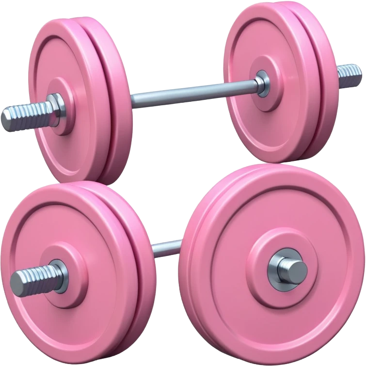 Pastel pink barbell with matching weight plates, minimal backdrop emoji