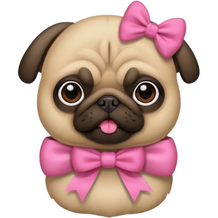 Pug fofo com láço rosa emoji