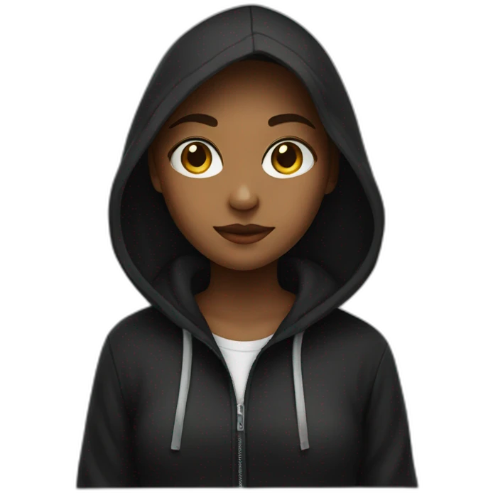 a girl in a shirt under a black hoodie emoji