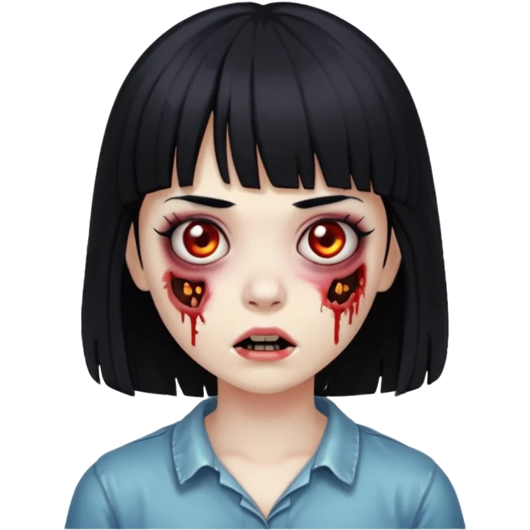 Zombie Girl, Black hair, with bangs emoji