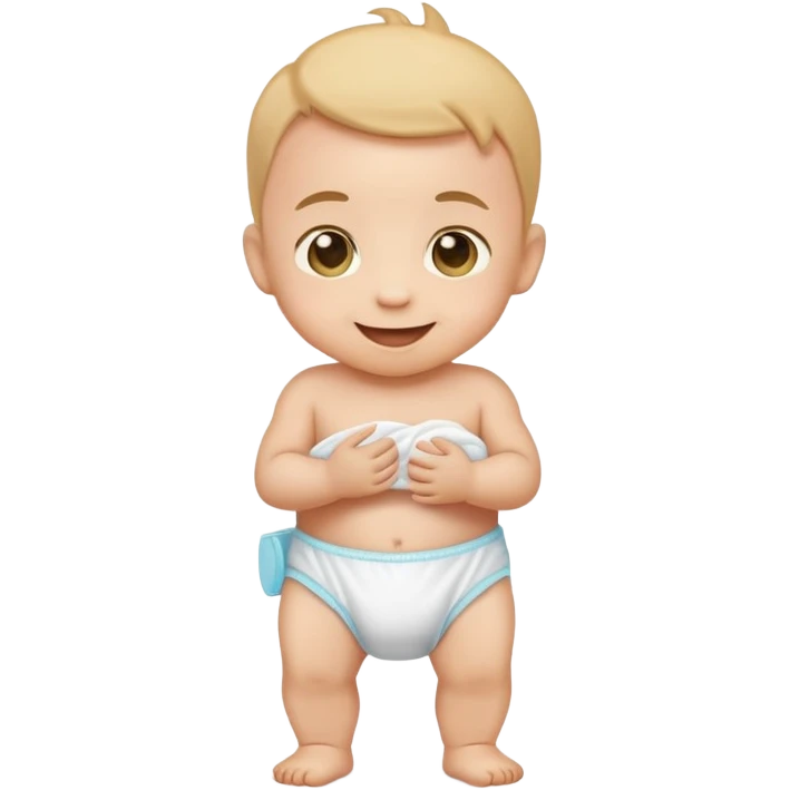baby standing in a diaper, classic emoji look emoji