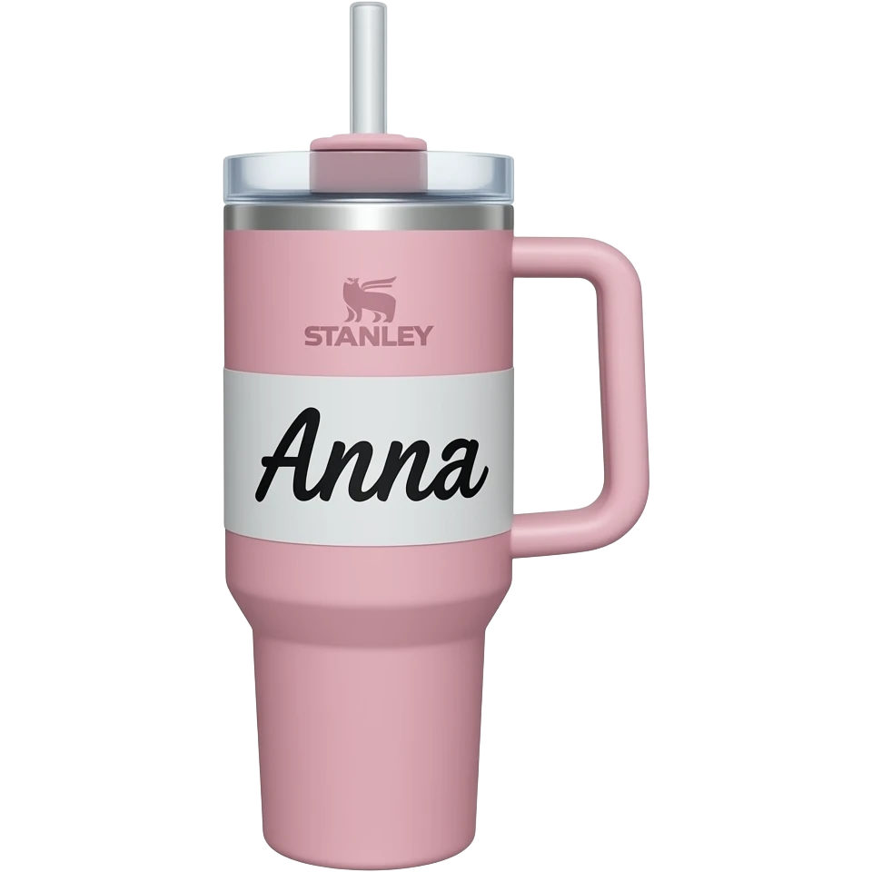 PINK STANLEY DRINKING CUP  WITH THE NAME ANNA ON IT emoji