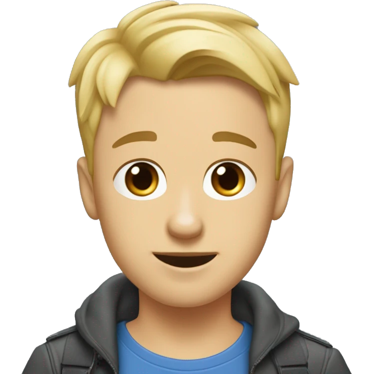 garçon blondyeux bleus  câlin a un malinois emoji