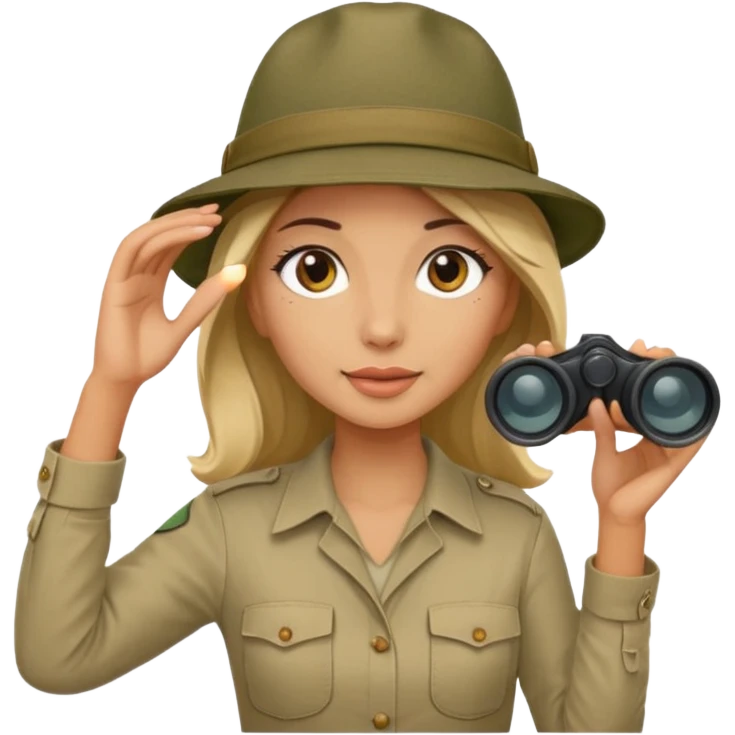 Woman + binoculars,Jungle Explorers. emoji