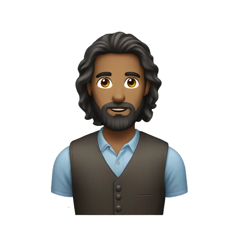 man long hair beard emoji