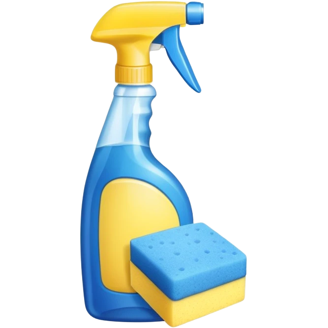 cleaning supplies with spray bottle and sponge emoji