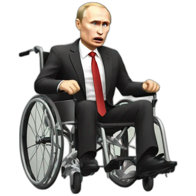 furious angry vladimir putin monke rides golden broken wheelchair emoji