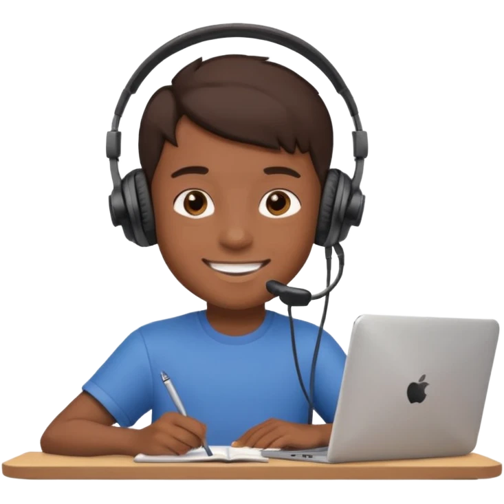 a boy attainting a Online Classes happily  emoji