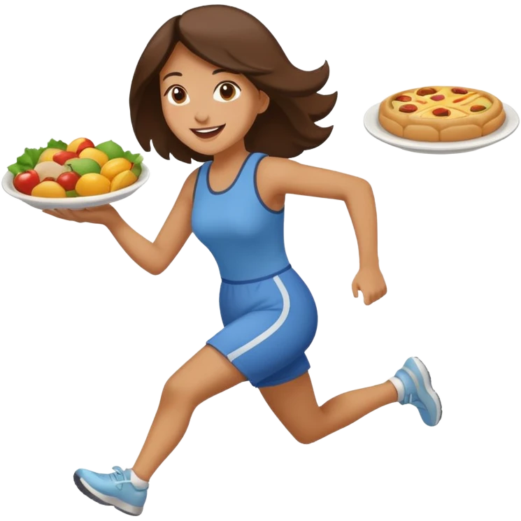 Woman Running to food, must have food  emoji