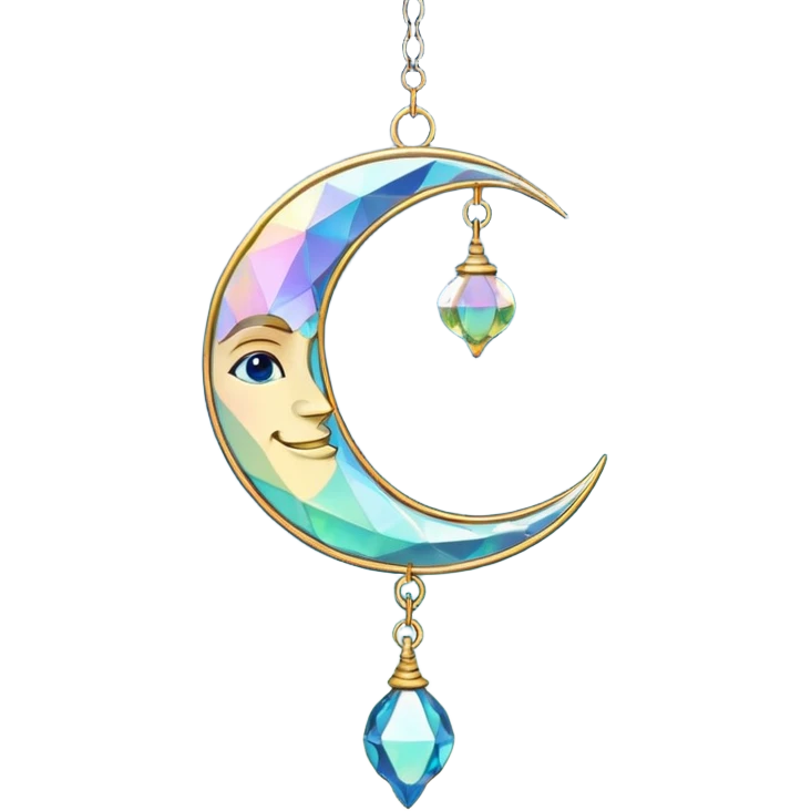 Hanging crystal crescent moon suncatcher  emoji