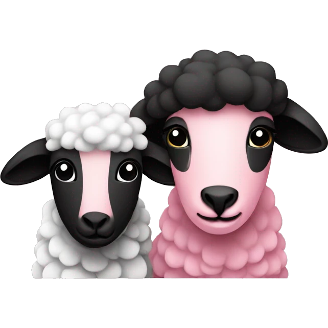 Sheep Couple, pink and black emoji