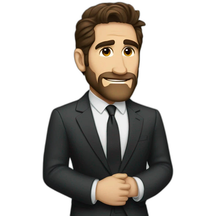 jake gyllenhaal cartoon wearing suit emoji