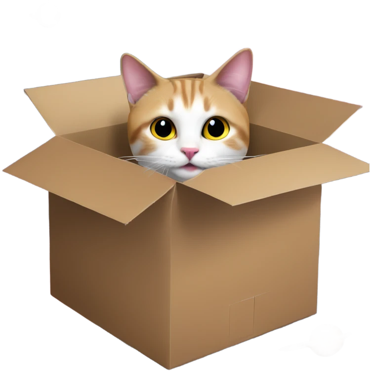 Cat in a box floating in space emoji