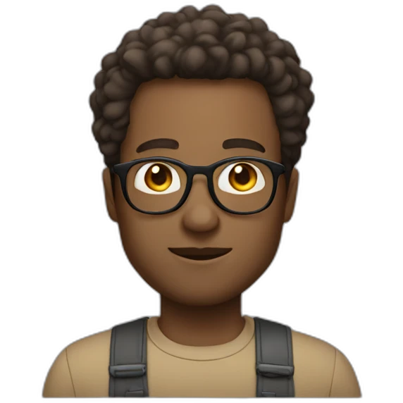 Man with big cheeks glasses round and Brown hair but not curly emoji