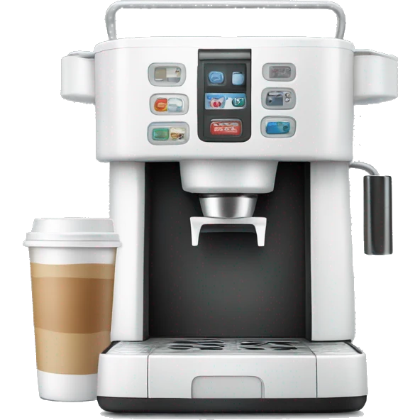Coffee machine with a mug and a milk container emoji