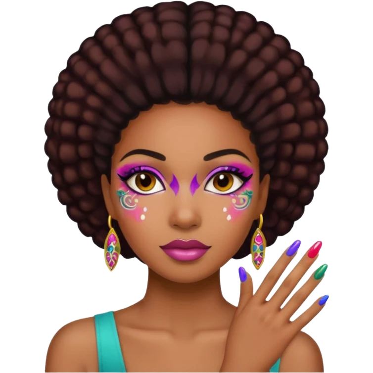 black woman nail art emoji