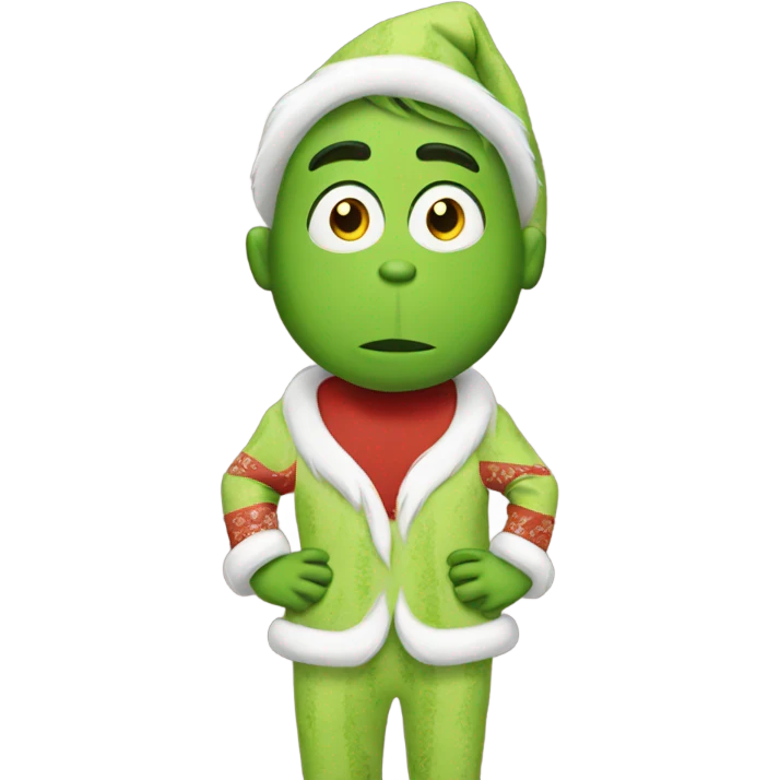 Standing emoji wearing grinch pjs emoji