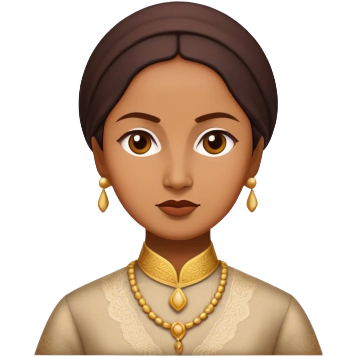 Cinematic Realistic Raden Ajeng Kartini Portrait Emoji, depicted as an inspiring Indonesian feminist icon in period attire with a thoughtful determined gaze, rendered with lifelike textures and warm empowering lighting that captures her pioneering spirit. emoji