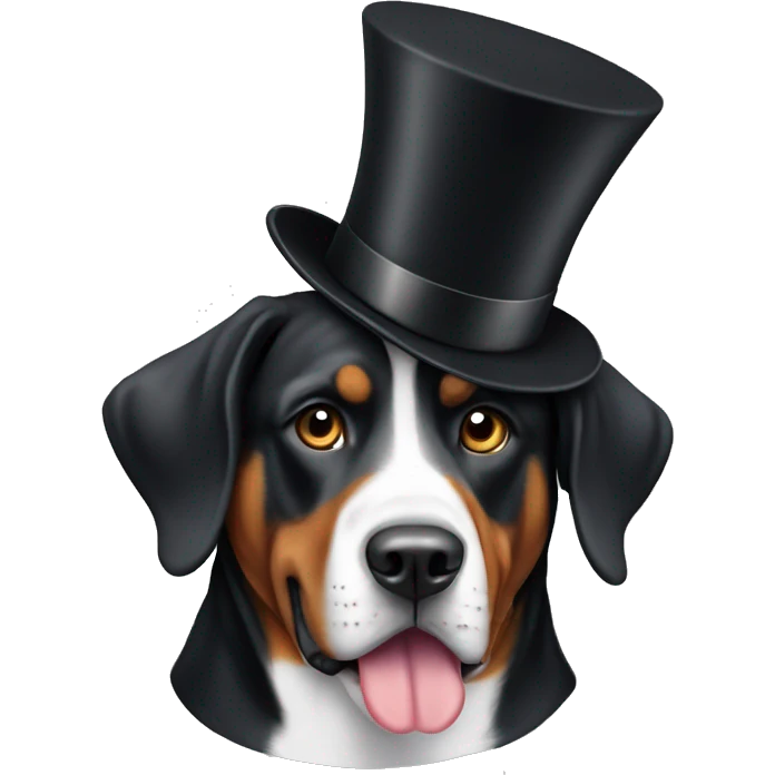 swiss mountain dog wearing a top hat emoji